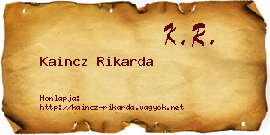 Kaincz Rikarda névjegykártya